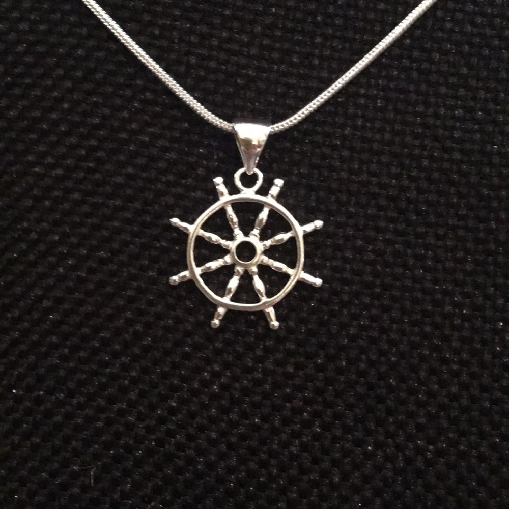 NEW. Coastal Necklace with Ships Wheel